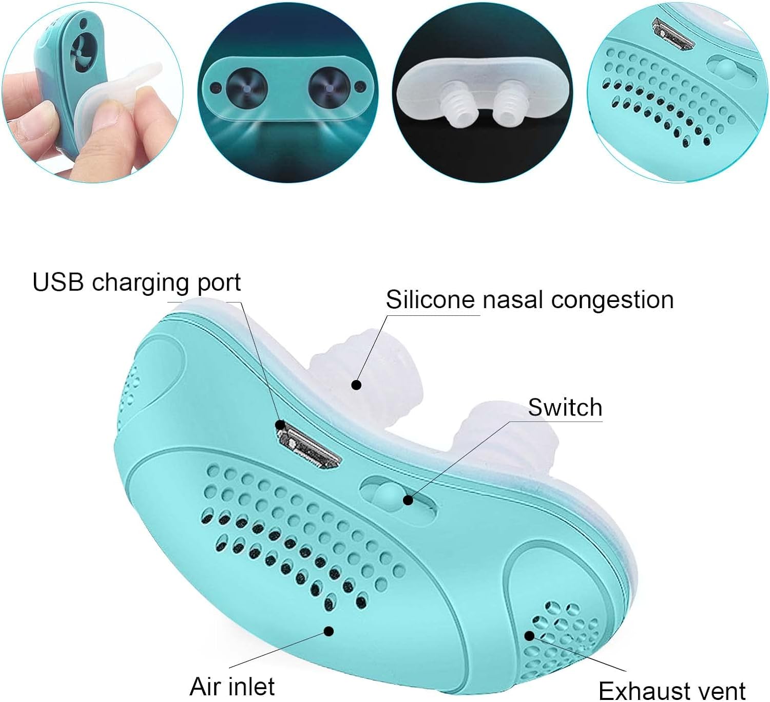 Chinoxia Anti Snoring Devices, Mint Green Micro Snore Stopper Solution Snoring Devices for All Nose Shapes Men and Women Stop Snoring