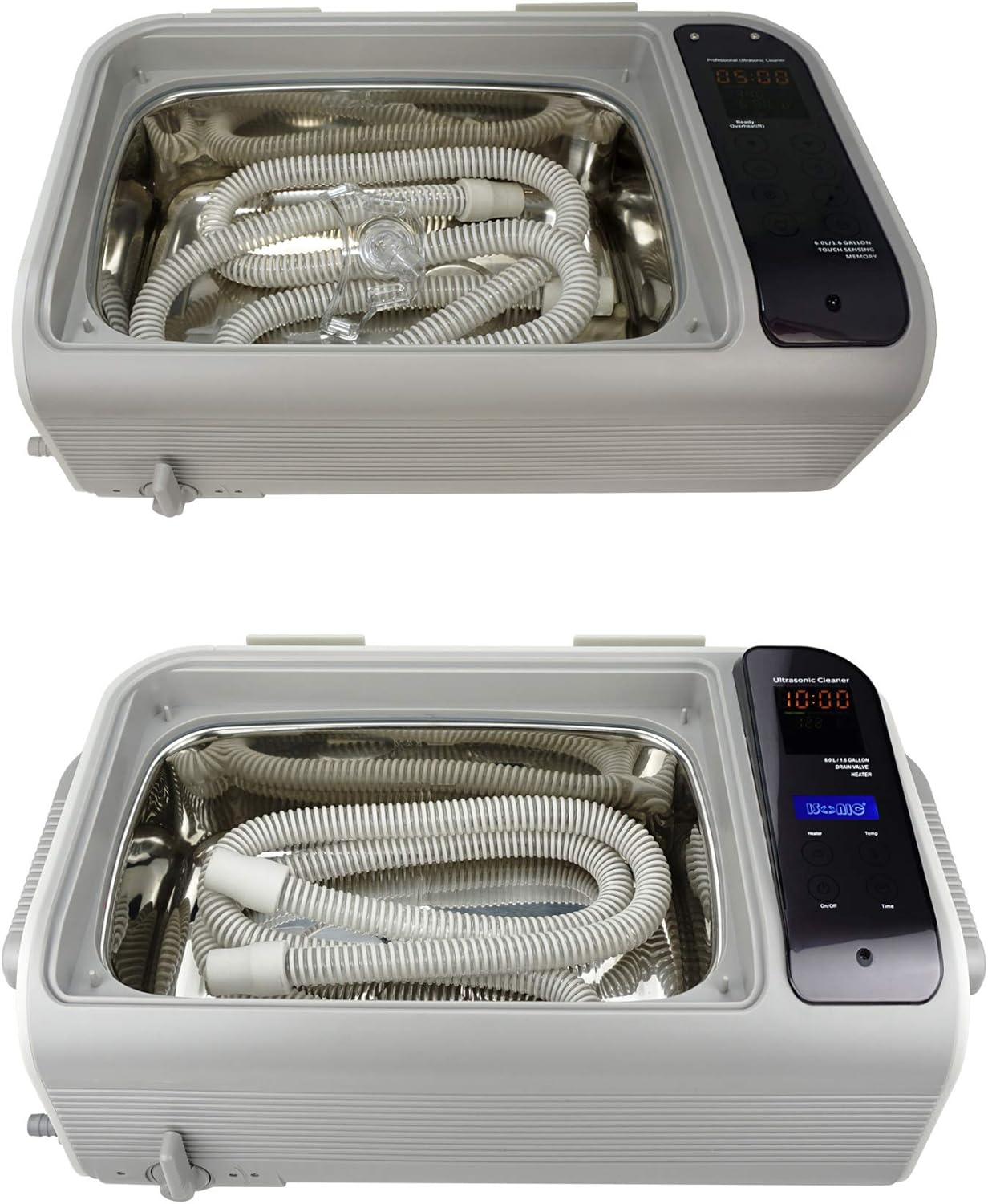 iSonic Ultrasonic CPAP Deep Cleaner P4862-CPAP or P4861-CPAP (Large), 1.6Gal/6L, 110V for North America, with SS. Weight Bracket, Cleaning Tablet, Beige, 1.6 Gallon