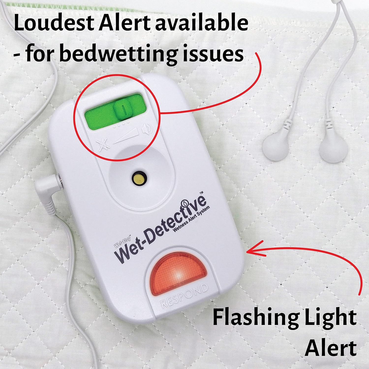 Wet Detective Bedwetting Kit, Incontinence  Bedwetting Alarm System, includes 2 Sensor Pads