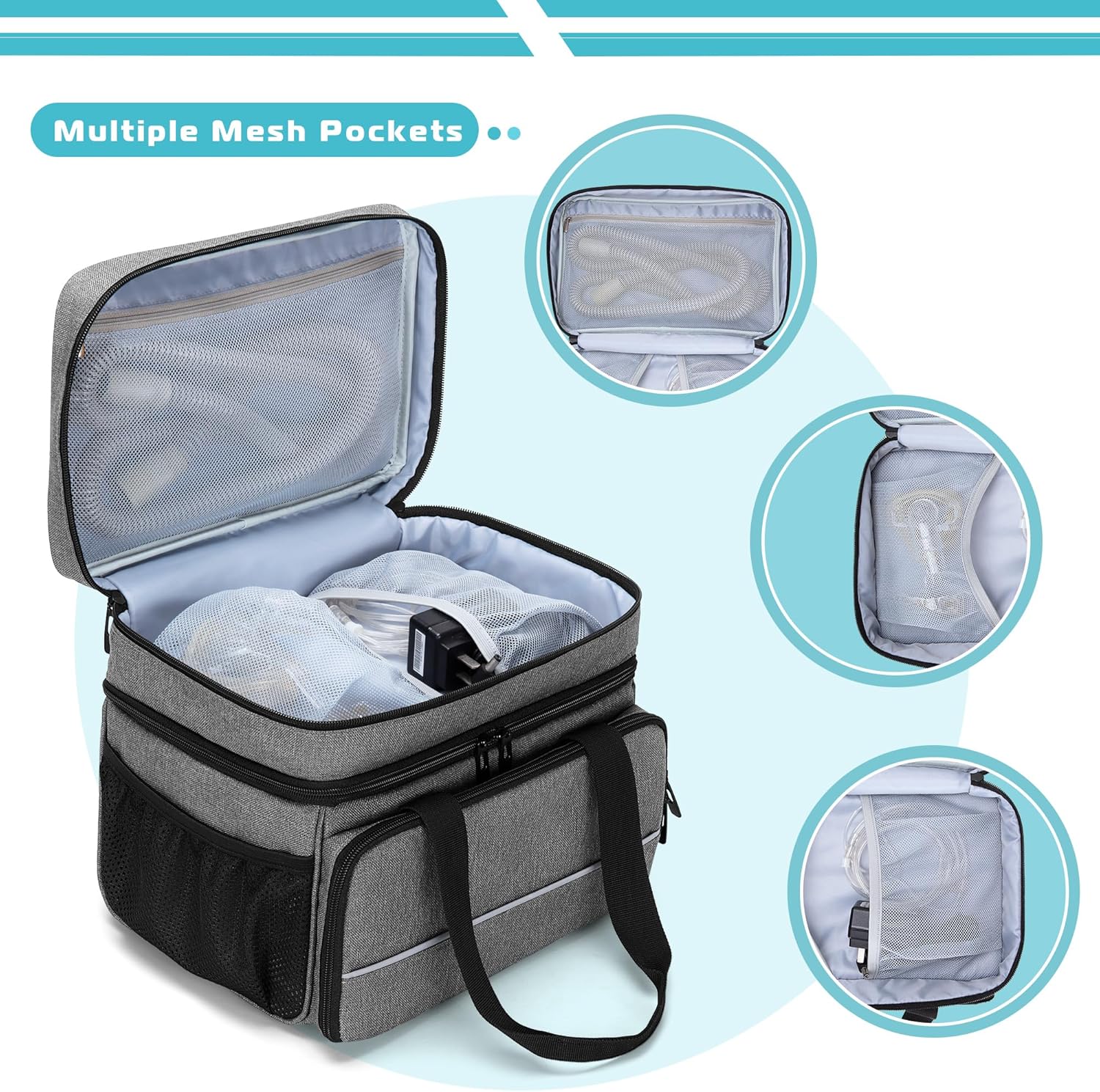 CURMIO CPAP Machine Travel Carrying Case Compatible with ResMed AirSense 11, AirSense 10, AirSense 10 elite, AirStart 10, Philips Dreamstation, 3B Medical Luna G3, and XT Fit, Black (Patented Design)