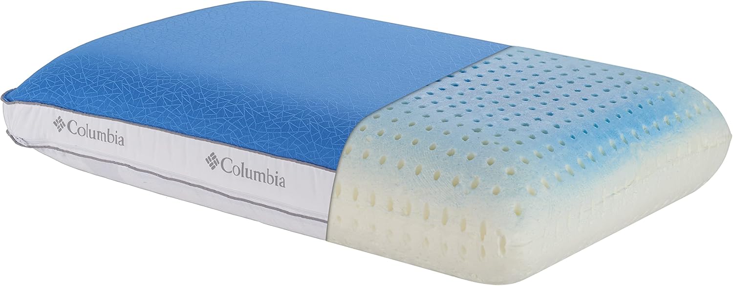 Columbia Cooling Gel Memory Foam Pillow - Comfortable and Supportive with Cooling  Breathable Features - Removable Washable Cover, Queen