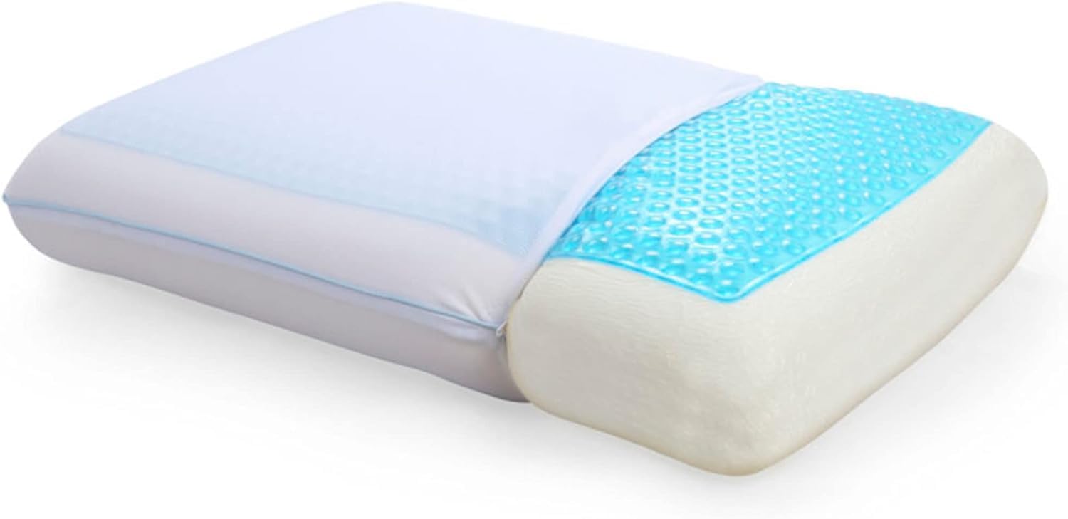 COOL GEL Reversible and Memory Foam Double-Sided Pillow, Soft and Comfortable Orthopedic Support, Standard