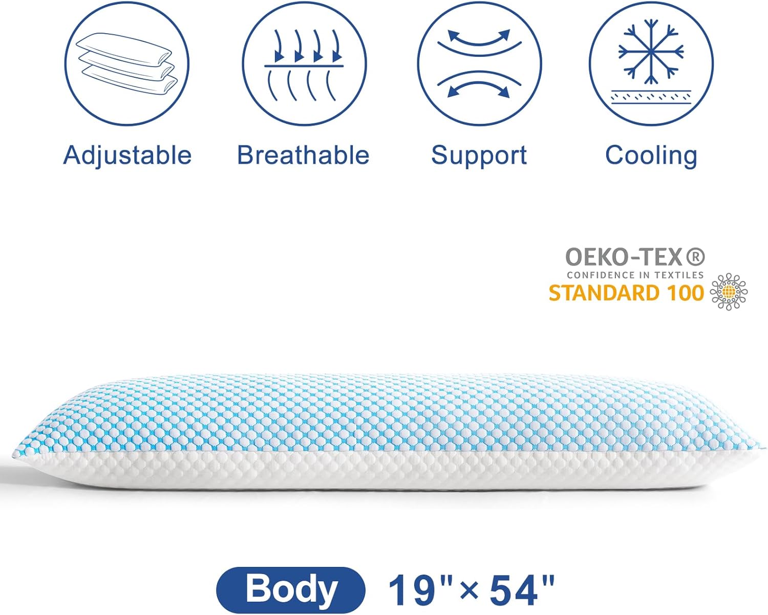 EASELAND Firm Pillow Shredded Memory Foam(Adjustable Loft), Cooling Breathable for Sleeping Queen Size 2 Pack