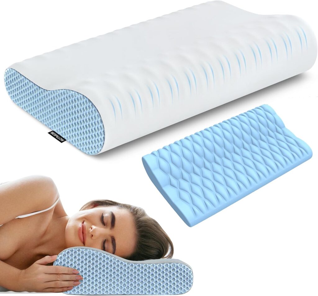 Neck Pillow Cervical Memory Foam Pillows for Pain Relief Sleeping, Ergonomic Pillow for Neck and Shoulder Pain, Contour Orthopedic Bed Pillow for Side Back Stomach Sleeper