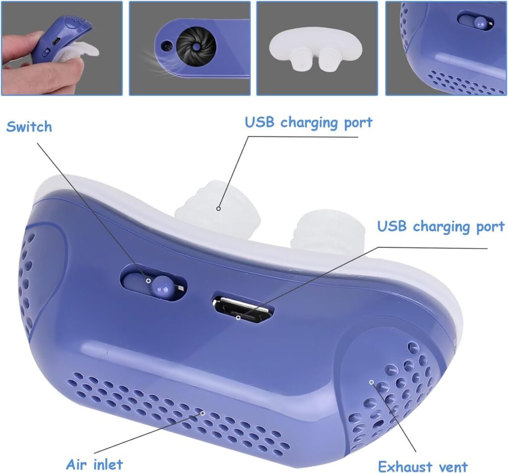 Anti Snoring Device for Men and Women, Double Vortex Stop Snoring Device,Electric Anti Snoring Devices, Adjustable and Breathable Snoring Machine,All Nose Shapes.