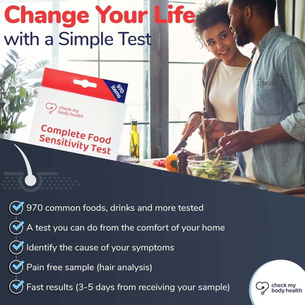 Check My Body Health | Complete Food Sensitivity Test | Check for 970 Different Intolerances | Easy to Use Home Hair Strand Testing Kit  Intolerance Screening for Adults | Results in 5 Days