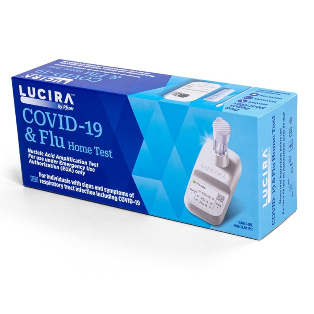 LUCIRA® by Pfizer COVID-19  Flu Home Test, Results in 30 Minutes, First and Only At-Home Test for COVID-19 and Flu A/B, Emergency Use Authorized (EUA)