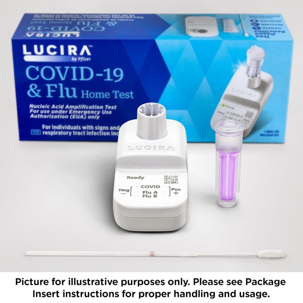 LUCIRA® by Pfizer COVID-19  Flu Home Test, Results in 30 Minutes, First and Only At-Home Test for COVID-19 and Flu A/B, Emergency Use Authorized (EUA)