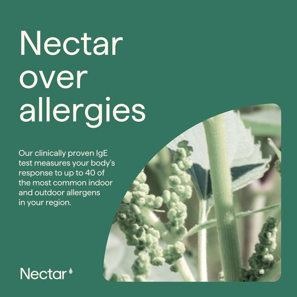 Nectar at-Home Allergy Test, Identifies 40 Environmental Allergens, CLIA-Certified, Includes 1 Testing Kit