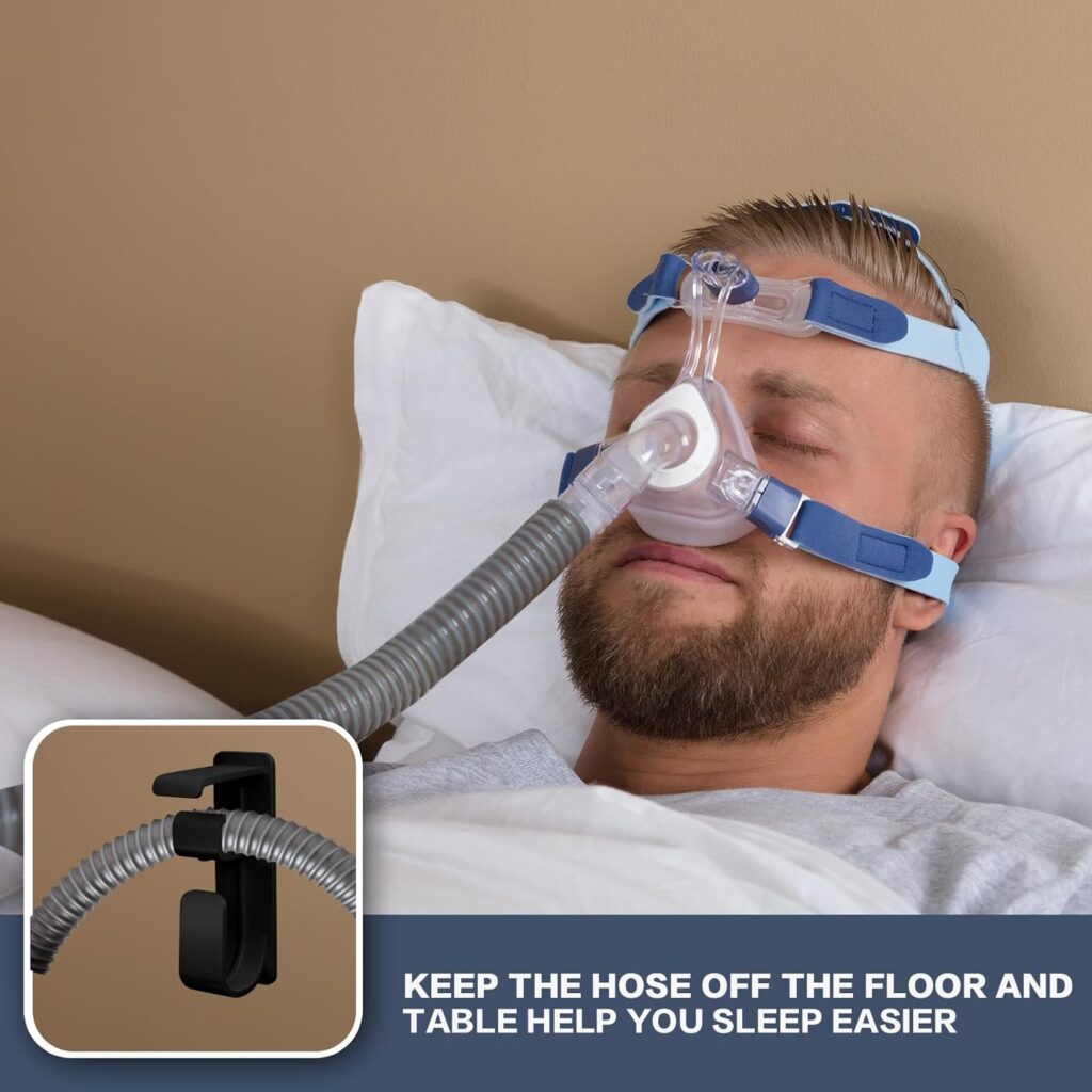 CPAP Hose Holder Hanger cpap Mask Hook  Tubing Holder for Bed with Anti-Skid Function Avoids Hose Tangle and 4 Removable Refill Strips（Damage-Free Hanging） cpap Machine Supplies