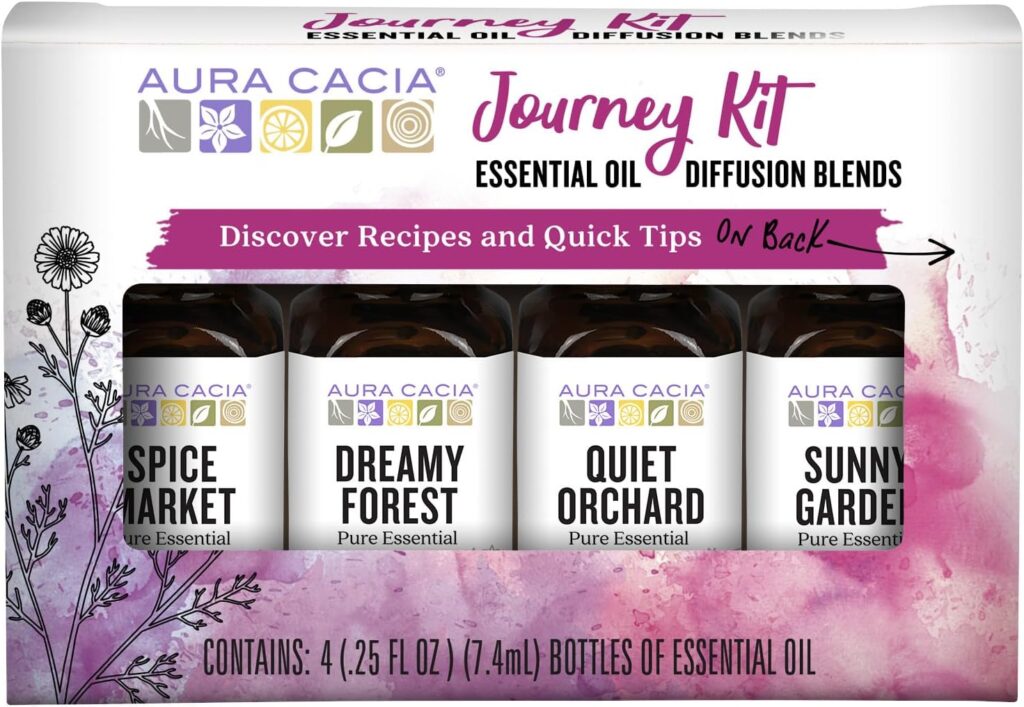 Aura Cacia Essential Oil Relaxation Kit, 4-Pack, Lavender, Patchouli, Sweet Orange, Chamomile, Sweet Basil  Learning Guide