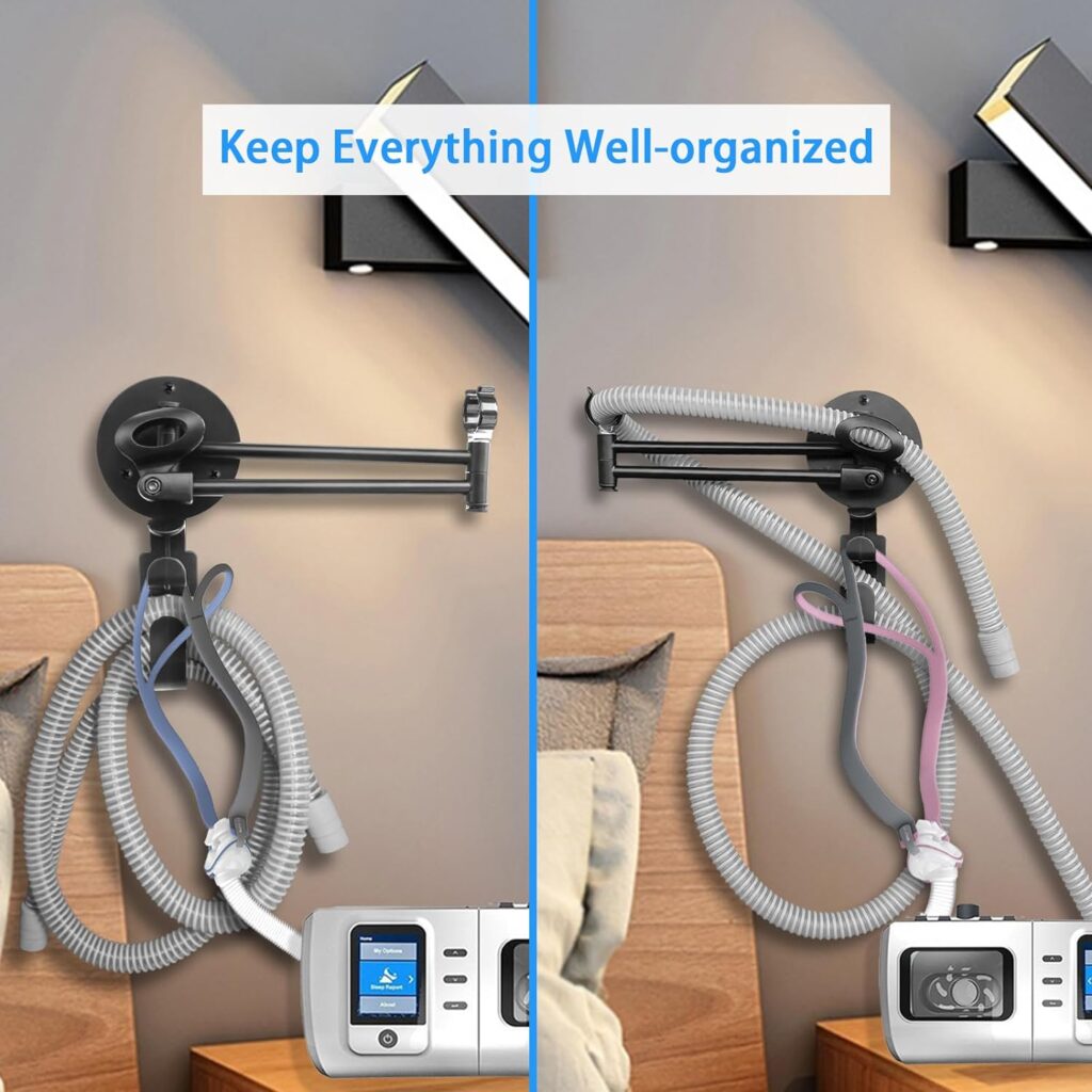 Cpap Hose Holder with Cpap Mask Following Function, Cpap Hose Hanger and Masks Hook Organizer for Bedside. Provides A Stable, Tangle-Free CPAP Supplies so You can Sleep Better.