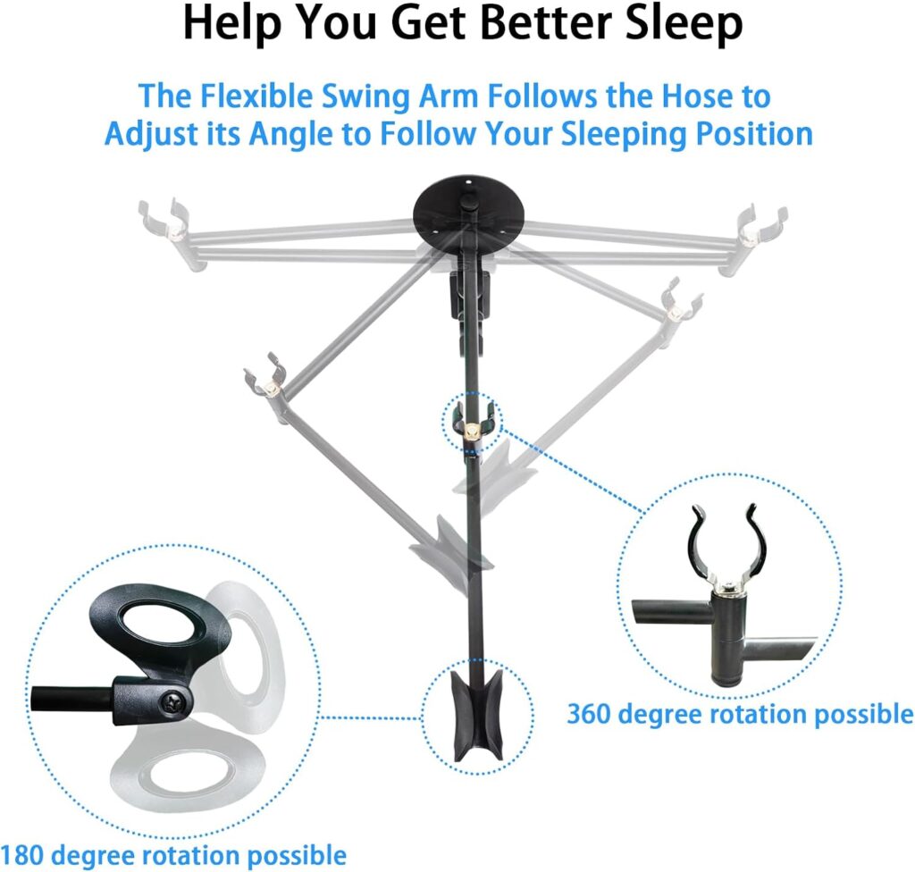 Cpap Hose Holder with Cpap Mask Following Function, Cpap Hose Hanger and Masks Hook Organizer for Bedside. Provides A Stable, Tangle-Free CPAP Supplies so You can Sleep Better.