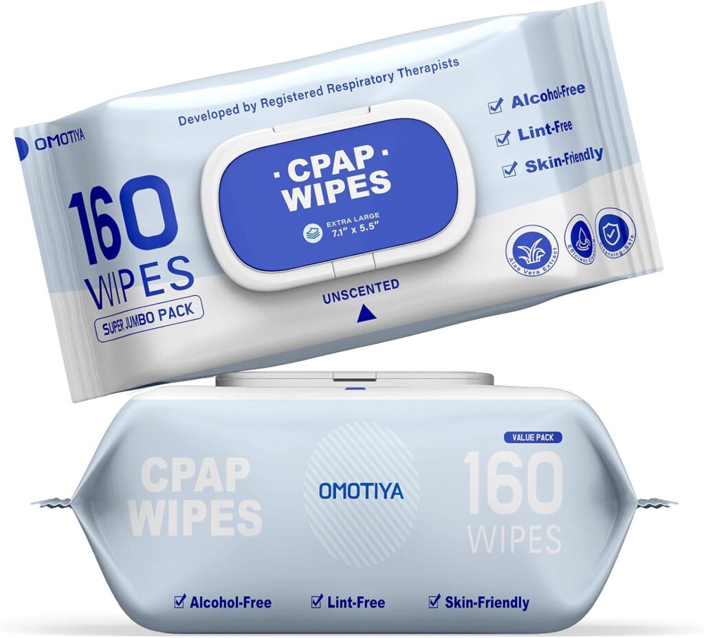 CPAP Mask Wipes, 160 Count Super Jumbo Pack, FSA/HSA Eligible, Extra Large  Moist, Unscented, Lint Free, Alcohol Free, Cleansing-Safe, Cleaning Wipes for Mask, CPAP Machine  Supplies, 2-Pack