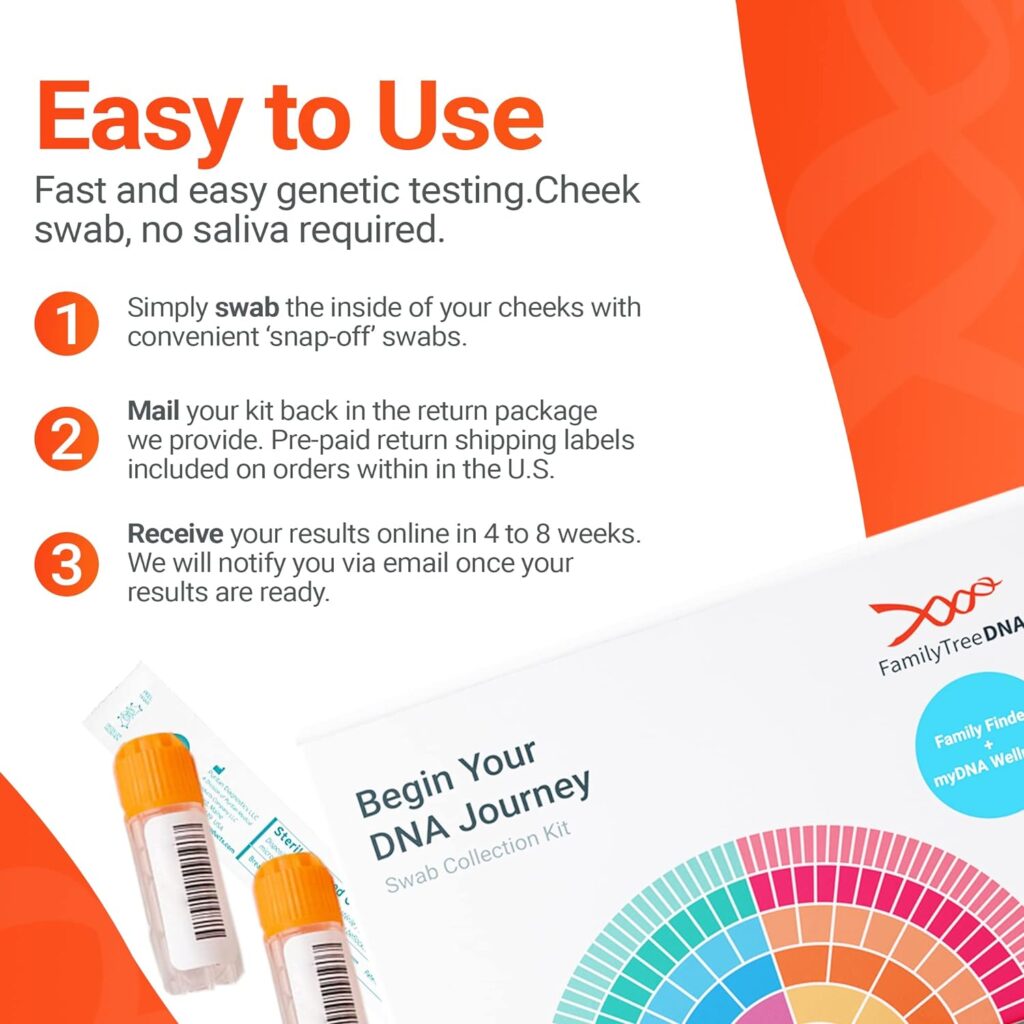 DNA Ancestry Test Kit with Nutrition and Fitness Insights, Family Finder + myDNA Wellness DNA Test, at-Home Test Kit for Convenient DNA Sampling, Expertly Processed, FamilyTreeDNA