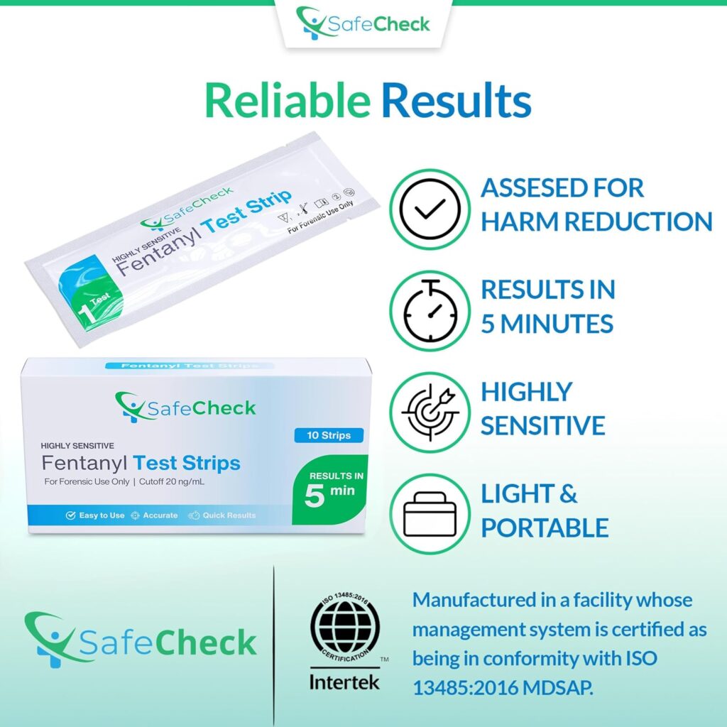 Fentanyl Test Strips 10 Pack | SafeCheck Highly Sensitive Fentanyl Test Strips for Testing Drugs | Fentanyl Testing Strips for Pills, Powders | Fentanyl Test Kit