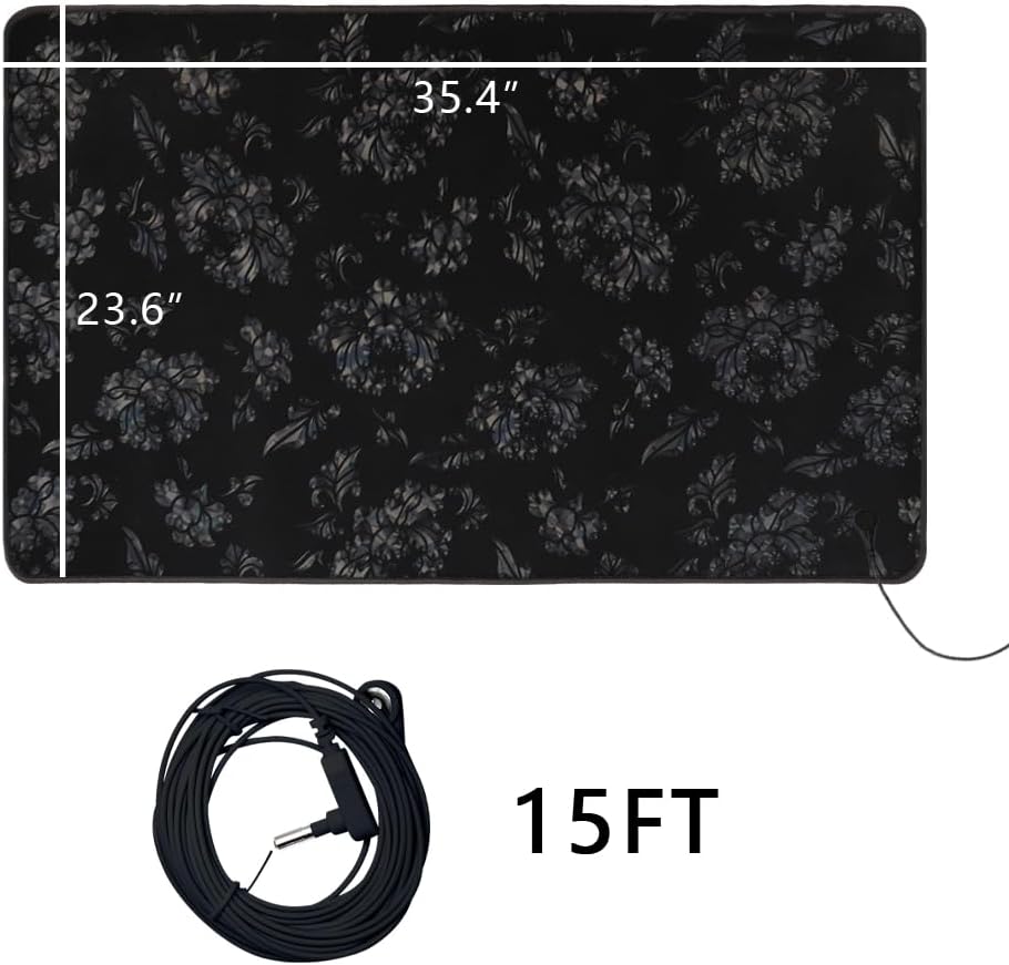 Floral Printed Universal Grounding Mat Kit, 23.6x35.4 Inch Bed Grounding Mat with 15 Ft Grounding Cord, Grounding Products Kit Sleep Mat Yoga Pad for Better Sleep, Reduce Stress, Pain and Anxiety