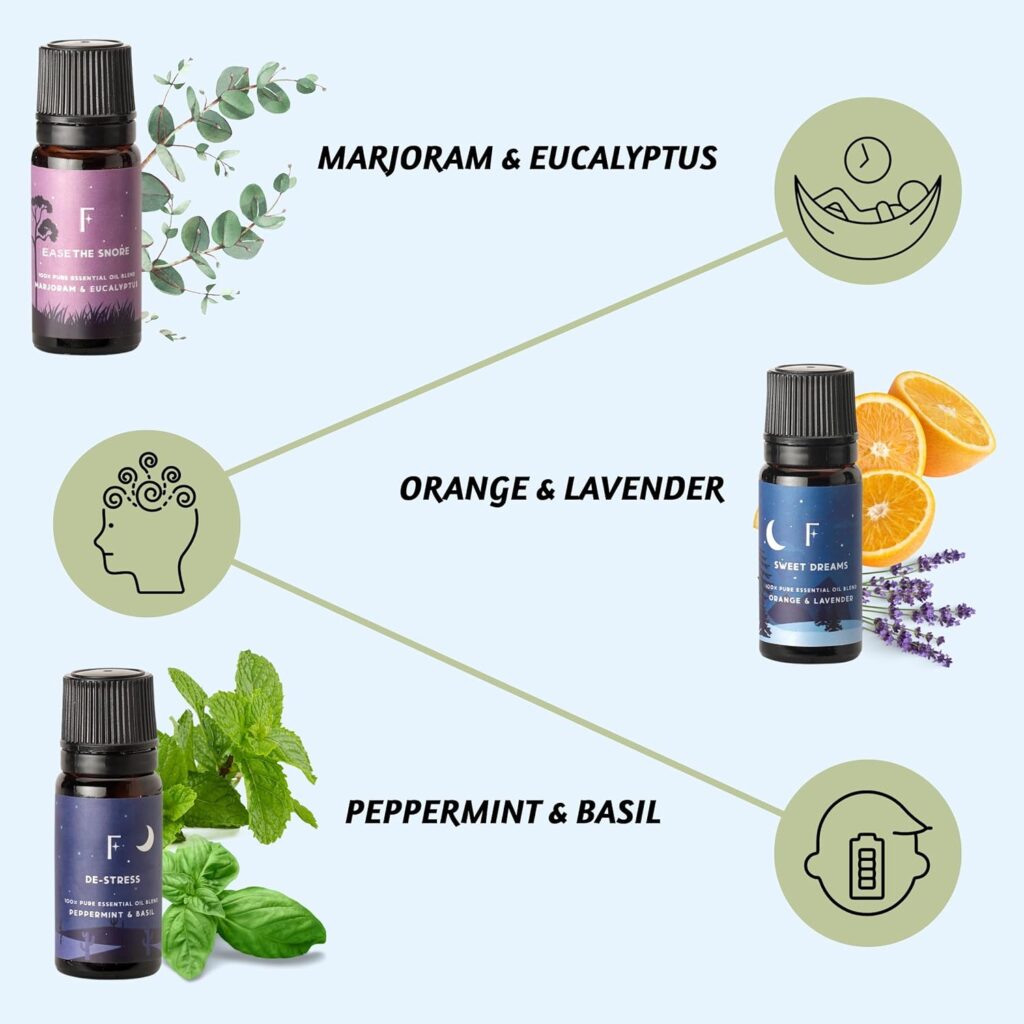 Folkulture Sleep Essential Oils Set for Diffusers for Home, 100% Pure Set of 6 Essential Oil Blend Aromatherapy, Fragrance Oil - Eucalyptus, Jasmine, Orange, Lavender, Rosemary, Peppermint (Sleep)