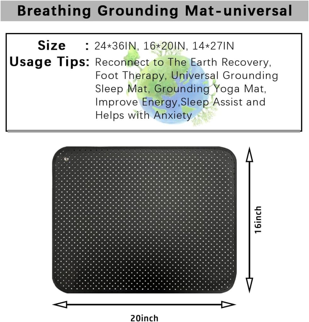 Grounding Mat, Breathing Pad Cover, Effective Grounding Foot Mat, Conductive Carbon Leather for Foot Therapy, Pet Grounding Sleep Mat,Improve Energy,Sleep Assist and Helps with Anxiety (16 * 20IN)