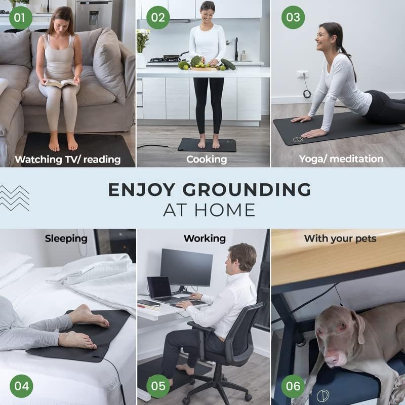 Grounding Mat for Bed - 35.4 x 23.6 Large Grounding Pad Universal Starter Kit for Overall Wellbeing - Earth Grounding Mat - Pair Your Grounding Mats w/Grounding Sheets