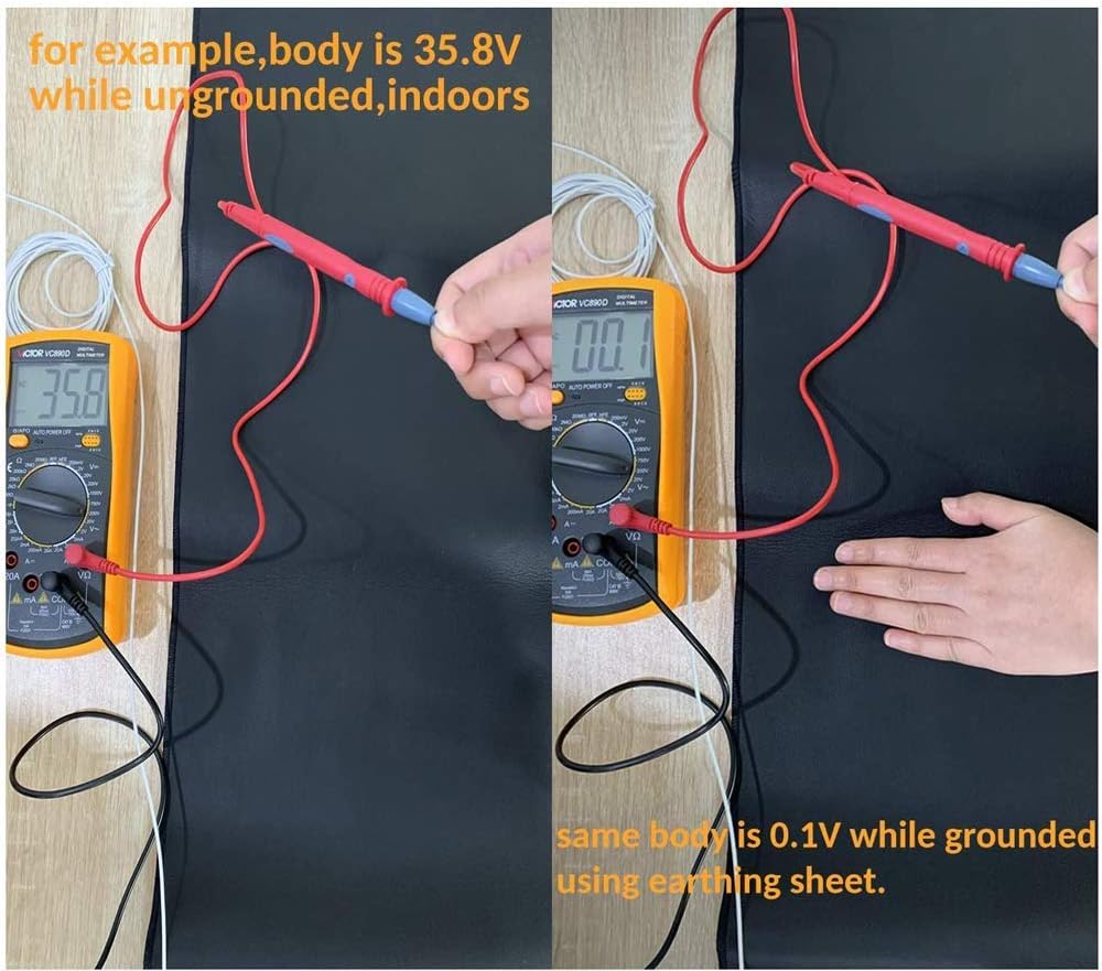 Grounding Mat Kit (2 Pack)-2 Grounding Mats (10 x 26.7) with Grounding Adapter, 2 Straight Cords (15ft) and 2 Grounding Wristbands - Reduce Inflammation, Improve Sleep and Help with Anxiety