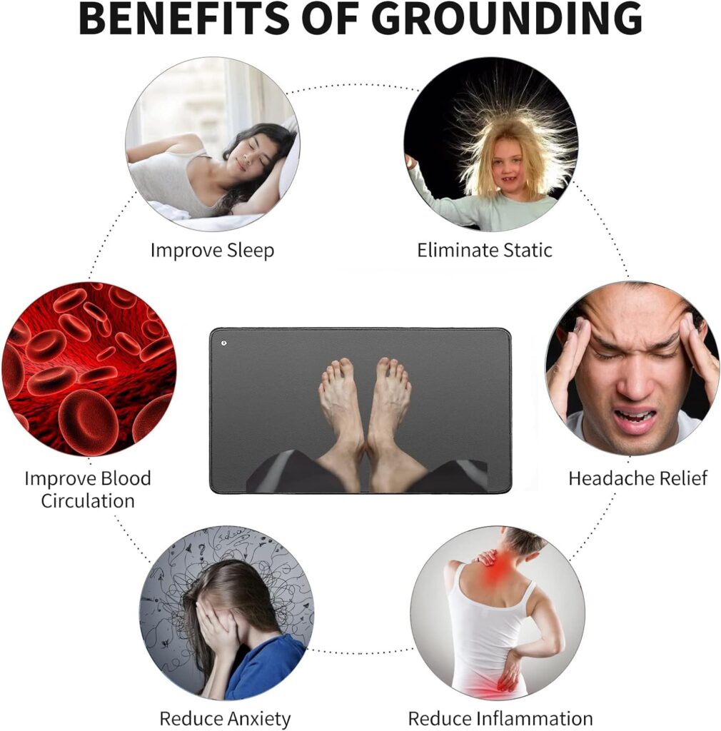 Grounding Mat Kit, Grounding Mat with 15 Foot Cord and Grounding Wristbands, Earth Mat Grounding Pad for Sleep, Energy, Pain Relief, Inflammation, Feet and Back Pain(23.6 x 11.8)