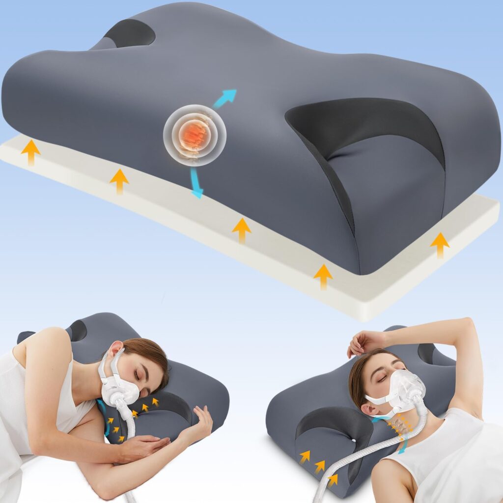 IKSTAR 3.0 CPAP Pillow for Side Sleeper - Adjustable Height, Neck Support, Memory Foam, Pillow Suitable for All CPAP Mask Users, Ideal for Side Back Sleeper, Reduce Air Leaks