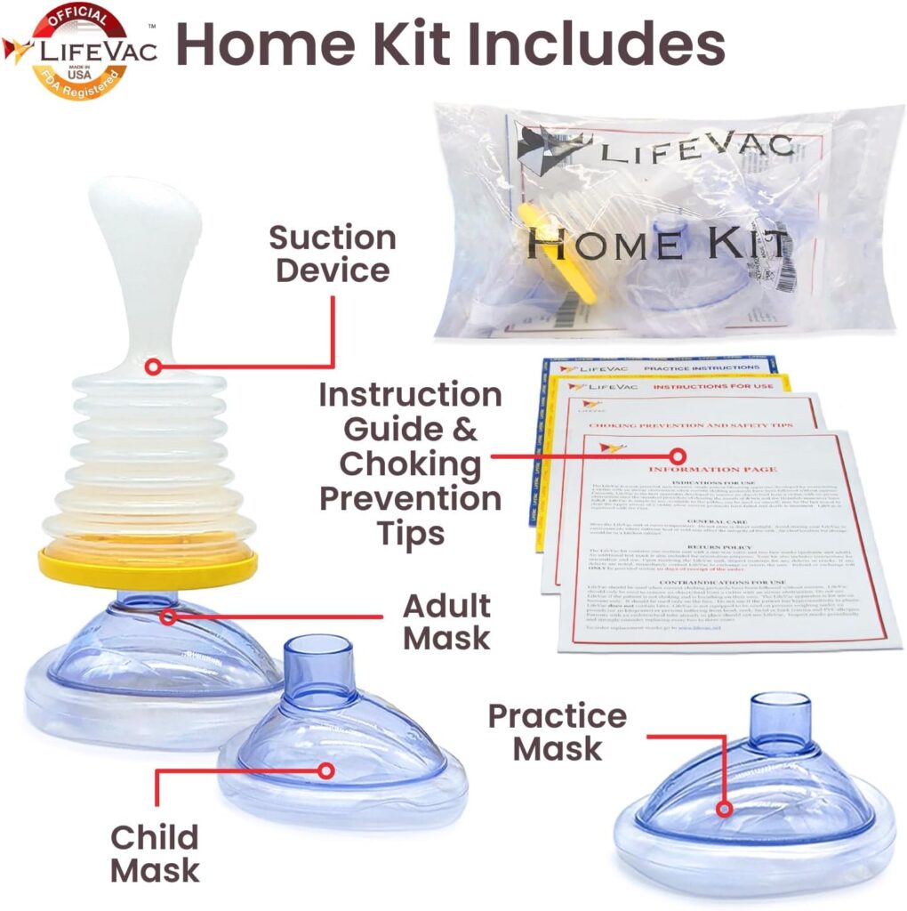 LifeVac Choking Rescue Device for Kids and Adults | Portable Airway Assist  First Aid Choking Device | Home Kit