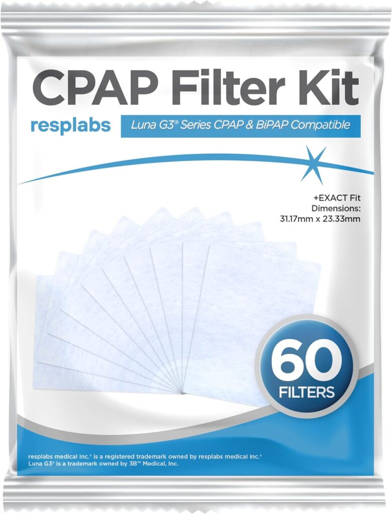 resplabs CPAP Filters Compatible with The 3B React Luna G3 (Pack of 60)