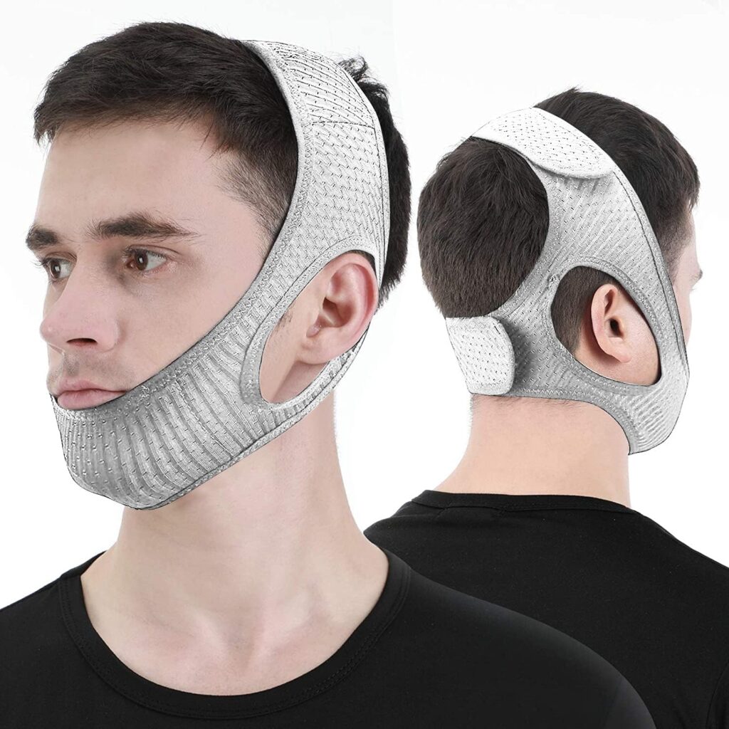 Vosaro Anti Snoring Chin Strap, Stop Snoring Device for Sleeping, Effectively Snoring Solution for Men and Women, Adjustable  Breathable Keep Mouth Closed Chin Strap, Grey