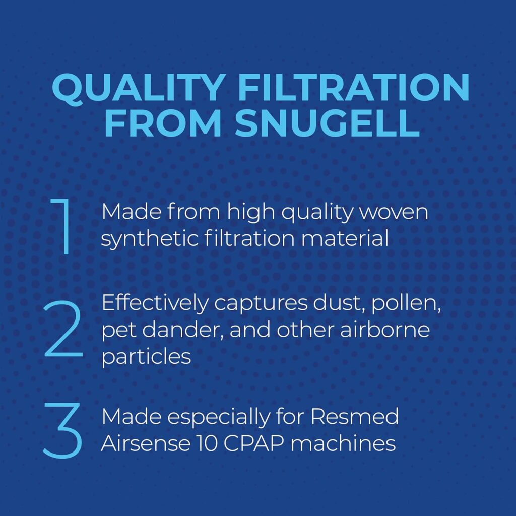 CPAP Filters by Snugell (6 Pack) - Disposable Replacement - Premium Universal Filter for Resmed Airsense 10, Aircurve 10-S9 Series - for Travel or Home Use