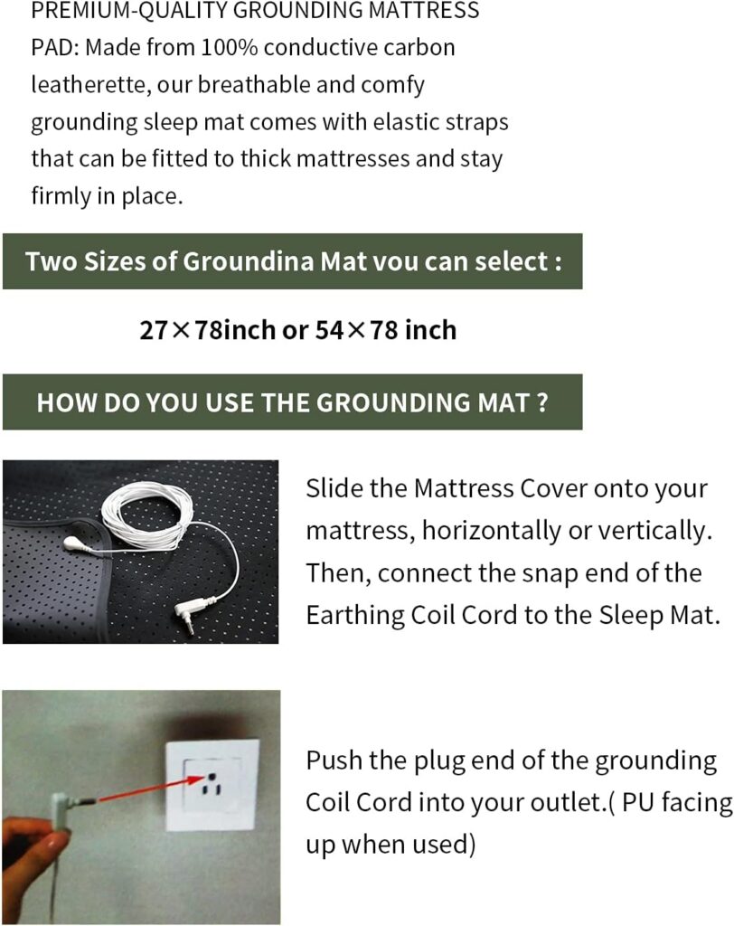 Grounding Mat, Breathable Grounding Mats Plus Ground Cord Grounding Products Kit for Better Sleep, Reduce Stress Sleeping Sheets Pad (27x78 Size)