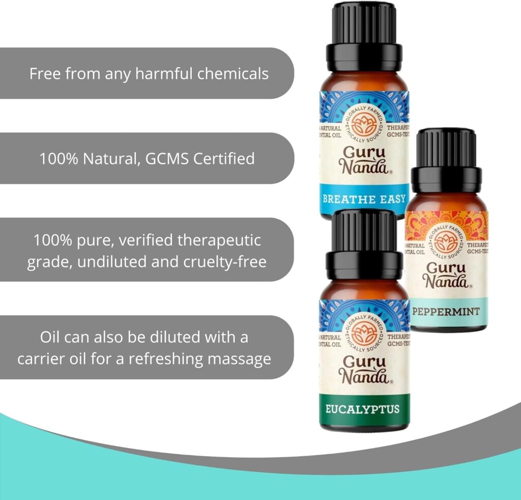 GuruNanda Essential Oil Blends (Set of 6) - 100% Natural Essential Oil Set, Aromatherapy Oil Blends for Diffusers - Breathe Easy, Tranquility, Harmony, Sleep, Relaxation, Immunity